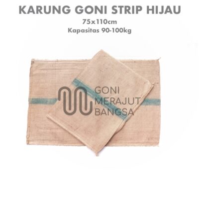 karung goni strip hijau, karung goni baru, karung goni 100kg, karung goni kopi, jual karung goni bandung, distributor karung goni